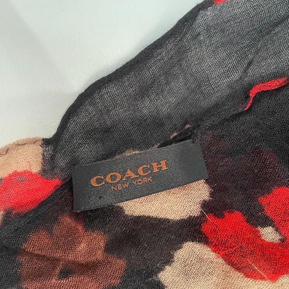 Large Coach tan and red floral print Tote with matching stole - Picture 11 of 11